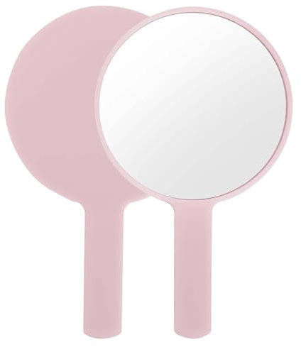 Naapesi Miroir à Main,Miroir Maquillage,Miroirs Coiffeur,Miroirs Portable Professionnel, Ronde,Polyvalent pour Voyage,Salle de Bain,Bureau,Maquillage,Beauté (Rose)