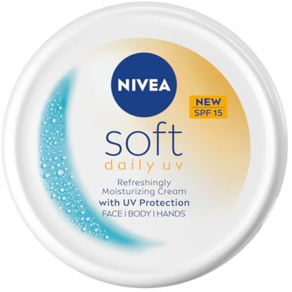 NIVEA Soft Leichte Creme für Gesicht, Körper und Hände intensiv feuchtigkeitsspendend mit Vitamin E und Jojobaöl SPF 15, 100ml