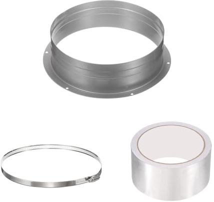 PATIKIL Flangia del connettore per condotto da 20,3 cm, flangia diritta per tubo in ferro zincato, connettore di sfiato dell'essiccatore con morsetto per riscaldamento dell'aria, sistema HVAC, colore
