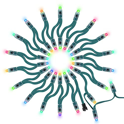 BTF-LIGHTING 50pcs WS2811 Indirizzabile individualmente RGB LED Pixels String 12mm Round Diffuso Digitale Colore Cambiando Luce per Natale Matrimonio Vacanza Festa Decorazione DC 5V IP68 Impermeabile