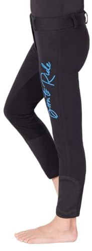 Pfiff 102843 Born to Ride - Pantaloni da Equitazione per Bambini, 152, Colore: Nero