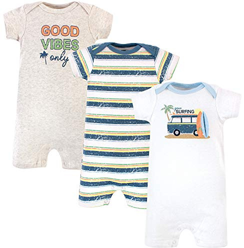 Hudson Baby Unisex Cotton Rompers, Gone Surfing, 6-9 Months