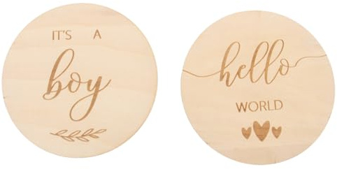 Amosfun 2 StüCk Baby Meilensteinkarten Holzscheiben - Kreative Baby Wachstum Gedenkkarten FüR Fotos, Babyparty Und Neugeborene