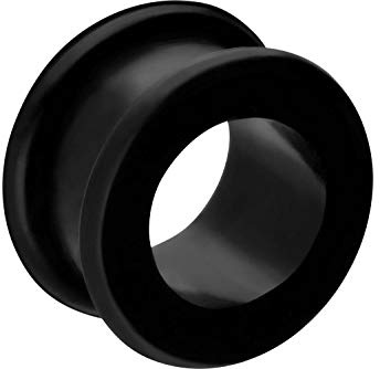 PIERCINGLINE Silikon Flat Flared Tunnel Piercing Ohr Schwarz 3 mm
