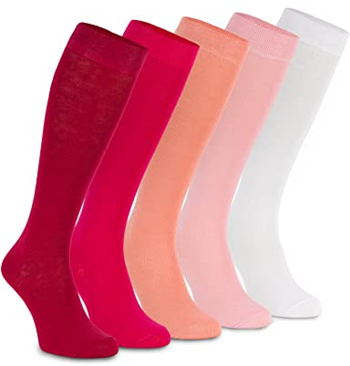 OCERA 5 Paar Kniestrümpfe für Damen & Herren (unisex) in Rot-Mix 39/42