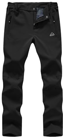 YSENTO Women's Fleece Lined Pants Winter Snow Ski Waterproof Insulated Softshell Hiking Mountain Pants Black Size L