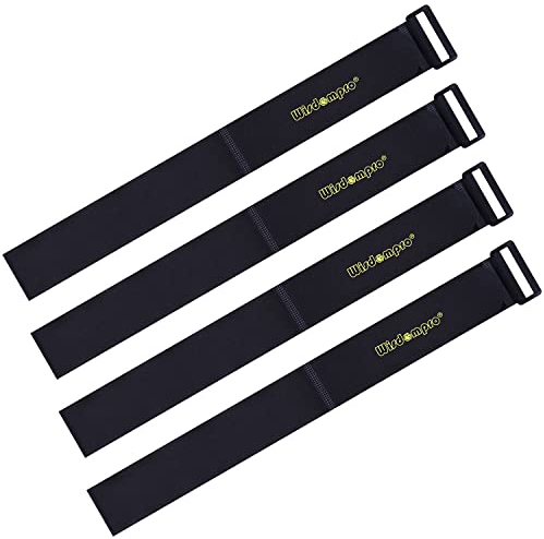 Extra Large [4 Pack] 2 x 37 Inches Hook and Loop Strap, Reusable Fastening Cable Tie Down Straps by Wisdompro - Reusable, Durable Functional Cinch Cable Straps for Your Home, Office, Workspace, Black