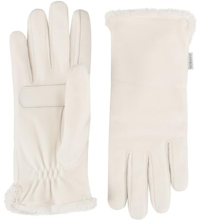 isotoner womens Stretch Fleece With Microluxe and Smart Touch Technology Gloves, Ivory, One Size US