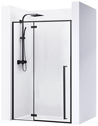 VBChome Schwingtür Dusche 120x195cm Schwarz Aluminiumprofile Duschtüren Duschabtrennung Klarglas Duschwand Duschkabine