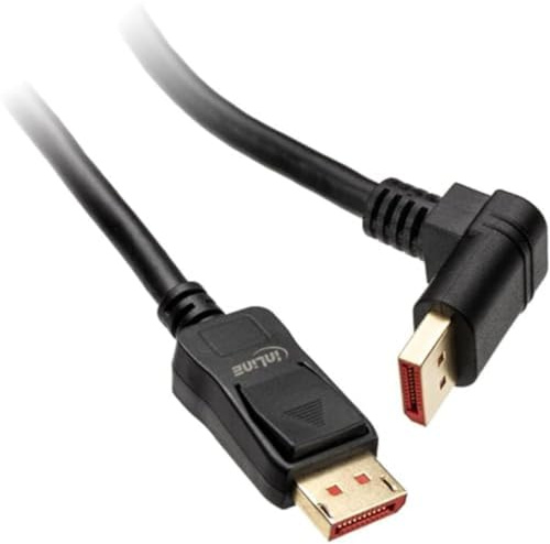 InLine® Câble DisplayPort 1.4 8K4K coudé vers le bas Noir/doré 3 m