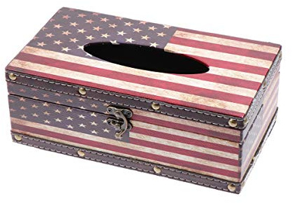 HEMOTON Britische Papiertuchbox mit Rundem Glattem Rand Kreativer Serviettenhalter im Klassischen Sterne und Streifenmuster für Schlafzimmer und Wohnzimmerdekoration