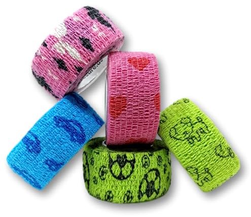 LisaCare Cerotto autoadesivo, per bambini, 5 rotoli, per il primo soccorso, per bambini, impermeabile, sensibile, perfetto per confortare, dimensioni a scelta (2,5 cm)