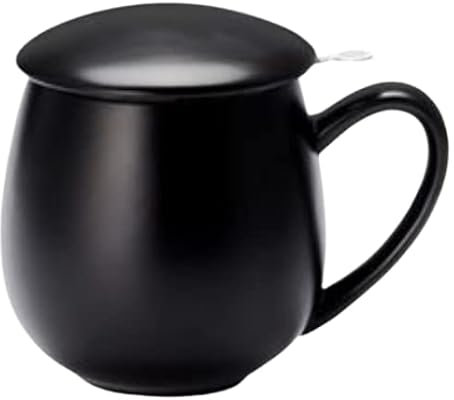Teeemando® Saara - Taza de té de hierbas (porcelana, 3 piezas, 0,35 L), color negro mate