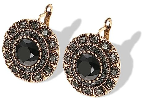YAHOYA Boho Orecchini a Perno di Cristallo Grigio per Le Donne Antico Oro Moda Orecchini Vintage in Pietra Nera Gioielli da Sposa