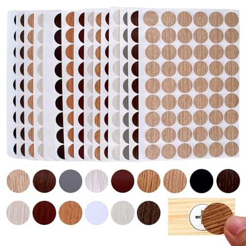 RUNYU 810 Stück Schraubenloch Aufkleber, 21mm Schraubenabdeckung Selbstklebend Abdeckkappen für Bohrlöcher Holzmöbel Schrankregale(15 Farben)