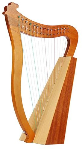 FJAUOQ Lyra Harfe 15 19 Saitiges Lyre Harp Holz Saiteninstrument mit Tragetasche Riemen Reinigungstuch Stimmschlüssel Pickup für Anfänger Musikinstrument,B 15 string