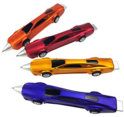 LSFCHYBY 4 penne a sfera per auto sportive, divertenti penne per bambini, penne carine per bambini, articoli per la scuola, penne da corsa, regali per bambini (inchiostro blu)