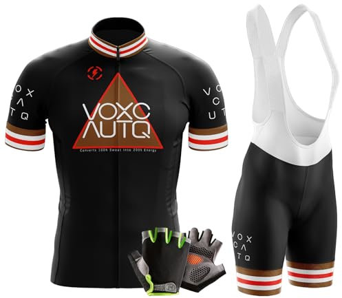 Herren Kurzarm Fahrrad Trikot Set,Rennrad Trikot Herren Set, Herren Fahrradtrikot + Halbfinger Sommer Fahrradhandschuhe (5XL,Typ-8)