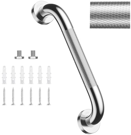 supregear Haltegriff für Badezimmer, Rutschfeste Edelstahl Duschgriffstange für Senioren, Verstärkt Sicherheitsgriff für Behinderte, Wandgriff 32 mm Durchmesser, 40 cm (Silber)