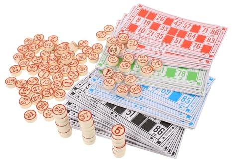 VICASKY Juego Bingo De Mesa Cartones De Bingo Y Fichas Numéricas Suministros para Reuniones Familiares Y Fiestas Accesorios para Juego Tradicional 1