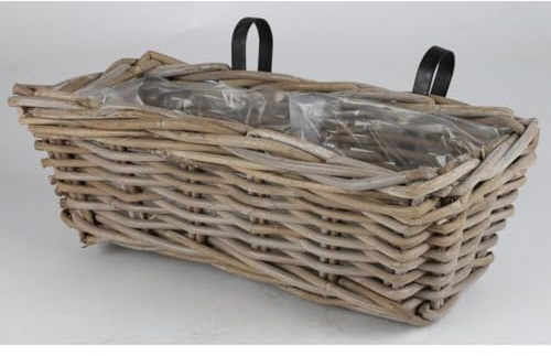 BURI 5 Stück Balkonkasten 42x20x15cm aus Weide mit Halterung Blumenkasten Pflanzkasten