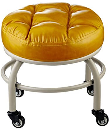 WOTZOV Robuster niedriger Rollhocker mit Radlager, tragender 660-Pfund-Ottomane, Rollsitz, kurzer Rollfußhocker mit universellen Lenkrollen, klein, rosa,Gold