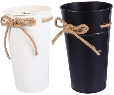 SEWOART 2stücke Eisen-pflanzbehälter Mit Seilornament Blumeneimer-verzierung Für Garten Und Balkon Dekorativer Blumeneimer Im Retro-pastoralen Stil Langlebiges Und Sicheres Material