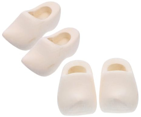 NUOBESTY 2 Puppenhaus-Holzschuhe kleine spielzeug für kinder unfertige Schuhe Mini-Schuhspielzeug Miniatur Holzschuhe Miniatur-Schuhe aus Holland hölzern Khaki