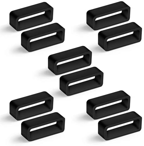 YueJieSelected Lot de 10 Passant de Montre, Boucle Bracelet Montre Silicone Noir, 24 mm, Sport Loop, Compatible avec une Large Gamme de Montres, Inclut 10 Unités