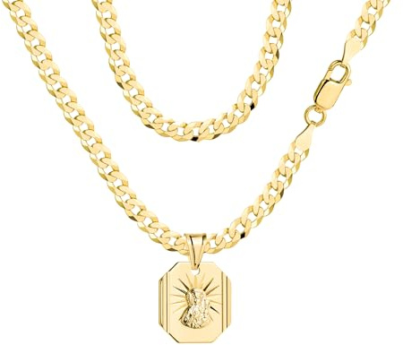 AMAR OPRAVA Goldkette Herren 585, Kette Herren 925/585 - Königskette - Herren Schmuck, goldene Herrenkette mit Medaillon - Geschenk Freund, Herren Geschenke Geburtstag - Halskette Herren