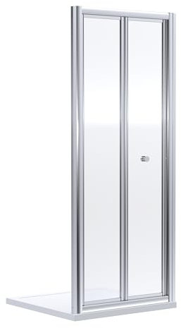 Balterley Bifold Shower Door, Round Handles Bi Folding Door, 4mm Toughened Safety Glass Bi-Fold Shower Doors, Reversible Bifolding Doors Internal, Sliding Glass - 690 x 39 x 1900mm (Chrome)