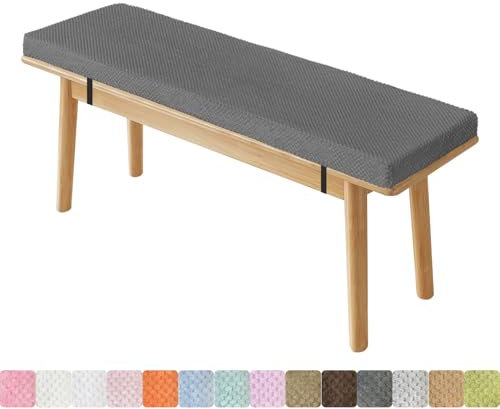 Lsjoaw Bankauflage Sitzkissen Mit 2 Spanngurten Bequeme Waschbare Rutschfestes Sitzauflagen Sitzbank Auflage Bank Outdoor Sitzauflage 110X45X3CM Grau