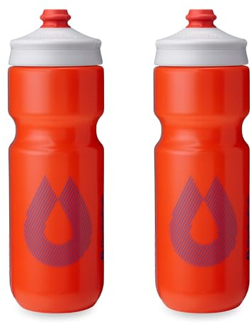 HydraPak Breakaway Surge Lightweight Bike Water Bottle 2-Pack - High Flow, Cycling & Sports Squeeze Bottle (Orange, 740ml / 25oz) | High Flow, BPA Free, Leakproof, Easy Squeeze, Grip Groove, Self-Sealing Cap, for Biking