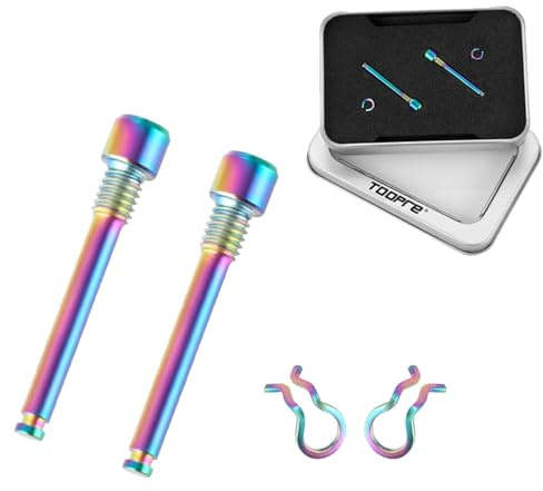 2 Pcs Bicycle Caliper Screw, M4 Disc Brake Caliper Bolts Titanium Alloy Pin Insert Caliper Screw Bicycle Hydraulic Disc Brake Pad Bolt (Colorful)