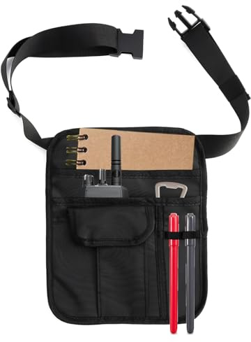 Black Server Pouch for Waitress, Adjustable Serving Waiter Apron with Pockets & Buckle, Restaurant Waist Money Apron Bag Belt Pouch for Waitstaff Hotels Bars