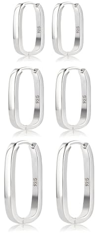 JEMARA Sterling Silver Hoop Earrings for Women, Hypoallergenic Small Silver Sleeper Huggie Earrings Minimalist Hoop Earrings Set for Multiple Piercing