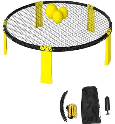 AONAT Outdoor Roundnet Spieleset, Outdoor Fun with Spiker Ball, Roundnet Set Team Games bestehend aus Roundnet, 3 Bällen, Ballpumpe, Geeignet zum Spielen am Strand, Rasen, Hof und Park