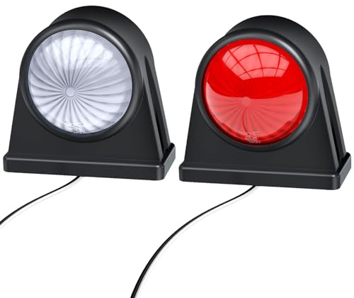 Justech 12/24V Side Marker Light LED Trailer Side Light IP65 Waterproof White&Red Double Side Warning Light for Car Truck Trailer