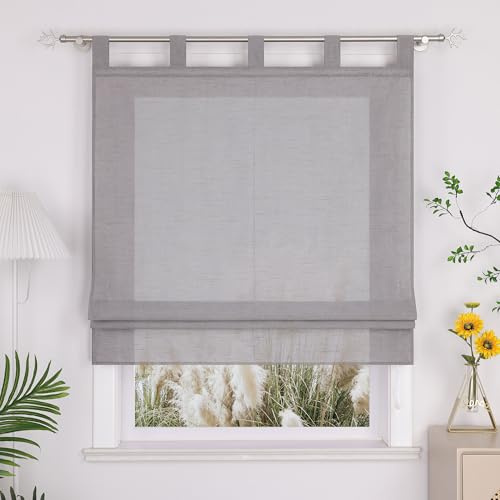 Yujiao Mao Raffrollo, blickdicht, mit Schlaufen, moderne Dekoration für Wohnzimmer und Küche, grau, BxH 140 x 140 cm