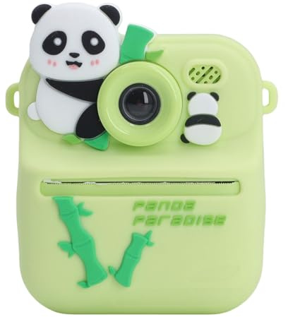 Lazmin112 Appareil Photo Instantané, Double Objectif HD, 48MP 16x Zoom Numérique, Appareil Photo Instantané 1080P Selfies, avec Papier d'impression, Filtres Autocollants, Musique (Panda Vert)