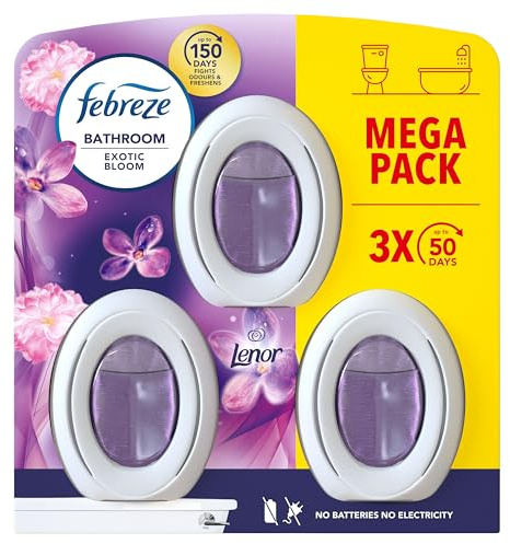 Febreze Bathroom, Continuous Air Freshener Lenor, Exotic Bloom Scent, 3 Count