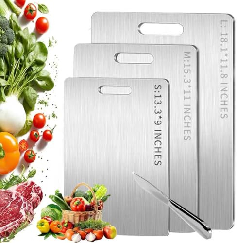 XICOMMCN 2025 Titanium Cutting Boards - 100% Pure Titanium Cutting Board for Kitchen, Titanium Cutting Board for Home Kitchen Cooking，Upgrade Double Sided Food-Grade Titanium Boards(13.3 * 9in)