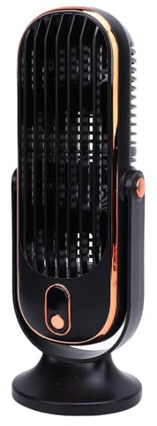 VBESTLIFE Ventilateur de Bureau, USB Type C Rechargeable, 5 Vitesses Réglables et Affichage LED, Rotation de 180 °, Ventilateur Portable pour le Camping, Voyager (BLACK)