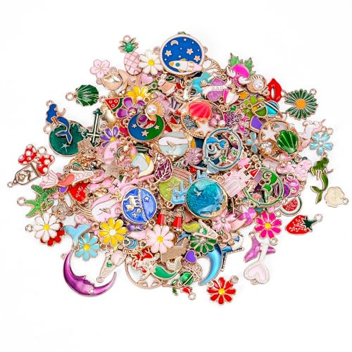 KIMIGO 207 Stück Charms Anhänger,Zum Schmuck Basteln,Charms Großhandel Bulk Schmuckherstellung Anhänger,Mini Metall Anhängers Gemischte Schmuckanhänger für DIY Halskette Armband Ohrring Bastelbedarf