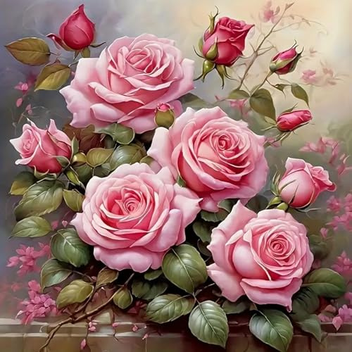 RICUVED Blumen Diamond Painting Erwachsene, 5D Rosen Diamant Painting Bilder Erwachsene, DIY Diamond Painting Bilder Diamant Malerei Set für Wanddekoration 30x30cm