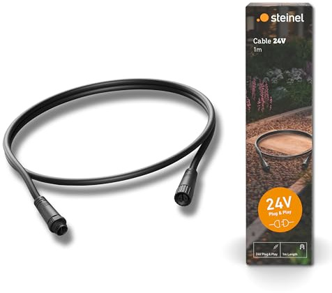 Steinel 089276 Rallonge 1 m pour système d'éclairage, câble Basse Tension, résistant aux intempéries IP67, Plug & Play, Accessoires de Jardin 24 V, Noir