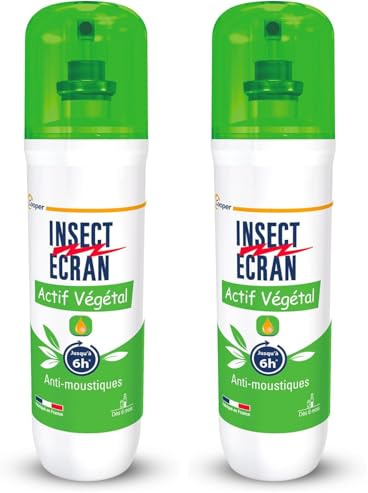INSECT ECRAN - Spray Anti-Moustiques – Efficacité 6h - Protection contre les piqûres de moustiques & tiques - Peau - Actif d'origine végétale - Fabriqué en France - 100 ml (Lot de 2)