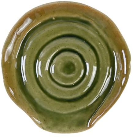 Soporte para Cucharas de Cerámica con Esmalte de Horno, Reposa Cucharas Antideslizante Resistente al Calor, Base Estable con Textura Circular para Utensilios de Cocina, Fácil de Limpiar y Ecológico