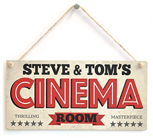 Personalised Cinema Room Sign, Vintage Film Decor | Add a name to create a cinema room door marker