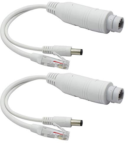 ANVISION 2er Pack Active 48V bis 12V wasserdichter PoE-Splitter-Adapter, IEEE 802.3af-konform, 10/100 Mbps für IP-Kamera-AP-Voip-Telefone und mehr, Weiß